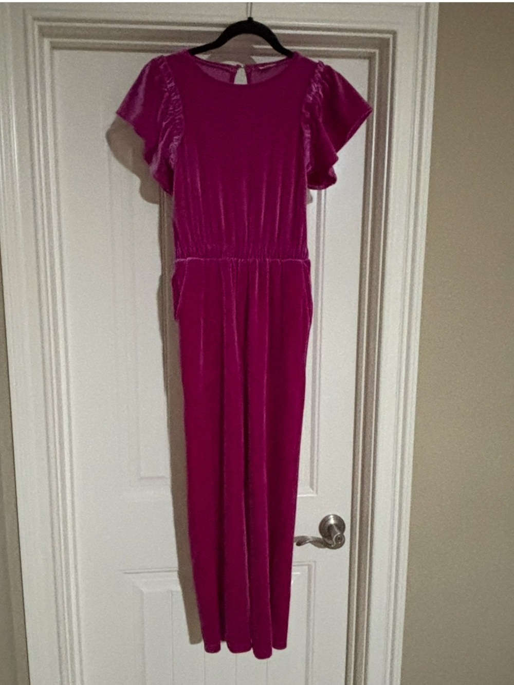 Crewcuts velvet dark magenta kids 12 jumpsuit